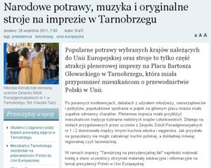 Narodowe potrawy muzyka i oryginalne stroje na imprezie w Tarnobrzegu - Echo Dnia 2011.09